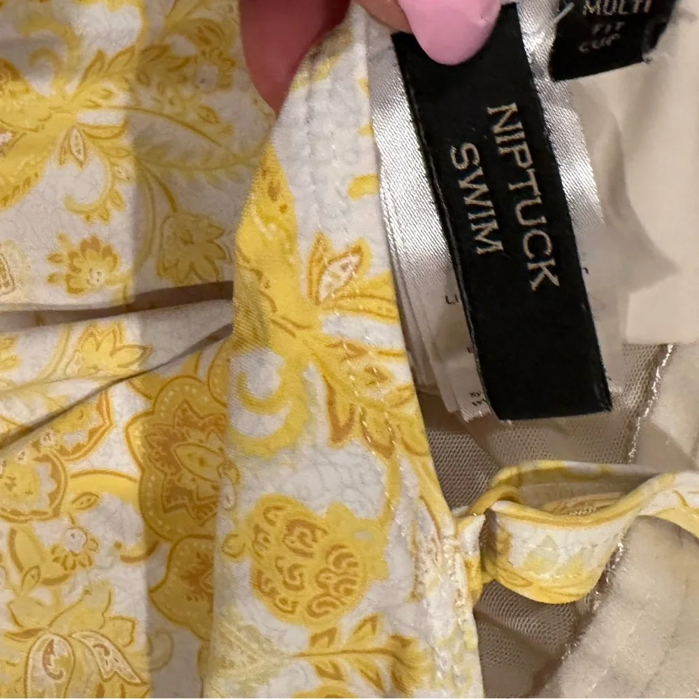NipTuck Swimwear Gold Yellow White Floral One Piece Joanne Swimsuit US 12